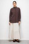 Mizalle Oversize Kahverengi Çizgili Gömlek