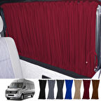 Volkswagen Crafter 1.nesil Uzun Şase 2006-2016 Uyumlu Bordo Raylı Oto Perde Takımı