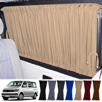 Volkswagen Transporter Caravelle T5/T6/T7 Uzun Şase 2003-2022 Uyumlu Krem Raylı Oto Perde Takımı