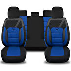 Her Araca Uyumlu Oto Koltuk Kılıfı Tam Set Gofraj / Mavi