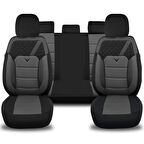 Her Araca Uyumlu Oto Koltuk Kılıfı Tam Set Gofraj / Gri