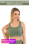 Premium Göğüs Toparlayıcı Sarkma Önleyen Spor Günlük Kalın Askılı Pedli Fitilli Crop Büstiyer