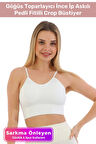 Özel Üretim Göğüs Toparlayıcı Sarkma Önleyen Spor Günlük İnce İp Askılı Pedli Fitilli Crop Büstiyer