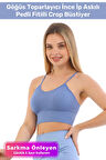 Özel Üretim Göğüs Toparlayıcı Sarkma Önleyen Spor Günlük İnce İp Askılı Pedli Fitilli Crop Büstiyer