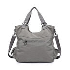 Smart Bags Metalik Kumaş Omuz Çantası BC 3221 - Koyu Gri
