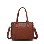 Yıkama Deri Omuz Askılı Kadın Çantası 21K Barcelona 1910