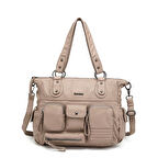 Yıkama Deri Omuz Askılı Kadın Çantası 21K Barcelona 1926