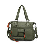 Yıkama Deri Omuz Askılı Kadın Çantası 21K Barcelona 1926