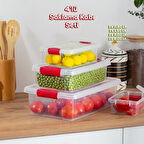 Porsima Org-466 Fresh 4 Lü Çok Amaçlı Kapaklı Saklama Kabı Seti