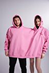 Kalp Baskılı Çift Giyilir Lovebombing Sweatshirt Pembe
