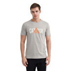 Erkek Bisiklet Yaka Pamuklu Baskılı Tişört 4155