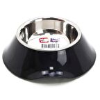 Playfull Siyah Plastik Çerçeve İçinde Çelik Mama Su Kabı