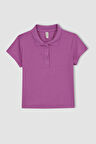 Kız Çocuk Slim Fit Fitilli Kaskorse Kisa Kollu Polo Tisört