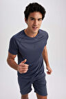 DeFactoFit Slim Fit Dar Kesim Yaka Baskılı Sporcu Kısa Kollu Tişört V2887AZ23SPIN234