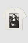 DeFacto Kız Çocuk Mona Lisa Relax Fit Bisiklet Yaka Kısa Kollu Tişört A5233A823HSER136