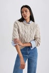 Oversize Fit Bisiklet Yaka Kazak