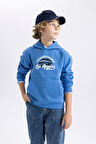 DeFacto Erkek Çocuk Baskılı Kanguru Cepli Kapüşonlu Sweatshirt B7821A8NSBE124