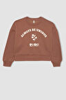 DeFacto Kız Çocuk Relax Fit Bisiklet Yaka Baskılı Kalın Sweatshirt B4675A823WNBN569