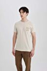 DeFacto Slim Fit Dar Kesim Bisiklet Yaka Baskılı Kısa Kollu Tişört B8478AX24SMBG757