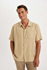 DeFacto Relax Fit Yazlık Polo Yaka Keten Karışımlı Kısa Kollu Gömlek C1110AX24SMBG732