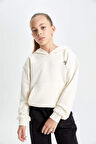 DeFacto Kız Çocuk Cepli Kapüşonlu Baskılı Okul Sweatshirt C7764A824AUER134