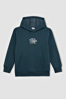 DeFacto Erkek Çocuk Yazı Baskılı Cepli Kapüşonlu Okul Sweatshirt C7560A824AUGN807