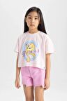 DeFacto Kız Çocuk Looney Tunes Bisiklet Yaka Kısa Kollu Tişört C4825A824SMPN144