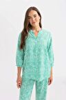 DeFacto Regular Fit Desenli Apaş Yaka Yarım Kollu Gömlek C9324AX24SMGN428