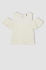 DeFacto Kız Çocuk Bisiklet Yaka Bürümcük Kısa Kollu Tişört C6890A824SMER105