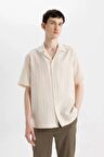 DeFacto Relax Fit Ceket Yaka Yazlık Müslin Kısa Kollu Gömlek C7582AX24SMER140