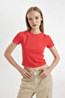 DeFacto Coool Fitted Vücuda Oturan Waffle Basic Düz Kısa Kollu Tişört D5181AX24AURD93