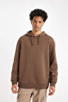 DeFacto Kahverengi Relax Fit Kapüşonlu Baskılı Sweatshirt Y9652AZ24AUBN105