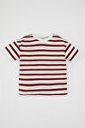 Erkek Bebek Bisiklet Yaka Çizgili Kısa Kollu Tişört