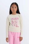 DeFacto Cropped Fit Bisiklet Yaka Baskılı Fitilli Kaşkorse Uzun Kollu Tişört Kız Çocuk D3430A824WNBG734
