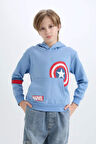 Erkek Çocuk Marvel Avengers Regular Fit Kapüşonlu Kalın Sweatshirt Kumaşı Sweatshirt