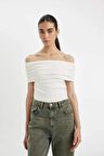 DeFacto Slim Fit Dar Kesim Omuzu Açık Ribana Kısa Kollu Tişört D2906AX24SMER105