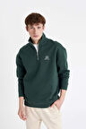 DeFacto Comfort Regular Fit Rahat Kalıp Fermuarlı Dik Yaka Baskılı Sweatshirt C6132AX24AUGN536