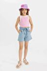 DeFacto Kız Çocuk Paperbag Jean Şort C9302A824SMNM39