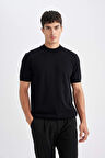 DeFacto Standart Fit Bisiklet Yaka Triko Kısa Kollu Siyah Tişört D6202AX24HSBK27