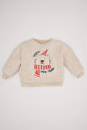 DeFacto Erkek Bebek Bisiklet Yaka Yılbaşı Temalı Pelüş Sweatshirt D6594A524WNBG286