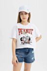 DeFacto Kız Çocuk Snoopy Bisiklet Yaka Kısa Kollu Tişört C2627A824SMWT36