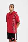 DeFactoFit NBA Houston Rockets Kırmızı Oversize Geniş Kalıp Kapüşonlu Kısa Kollu Tişört C9277AX24AUBR244