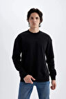 Boxy Fit Bisiklet Yaka Baskılı Sweatshirt