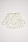 Kız Bebek Büyük Yaka Puantiye Twill Uzun Kollu Gömlek
