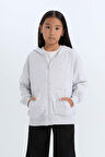 DeFacto Kız Çocuk Oversize Geniş Kalıp Kapüşonlu Basic Düz Fermuarlı Sweatshirt D8214A8NSGR379