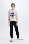 DeFacto Erkek Çocuk 2'li Takım Kapüşonlu Baskılı Sweatshirt Beli Lastikli Eşofman Altı D6870A824CWGR492