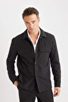 DeFacto Regular Fit Polo Yaka Çıtçıt Kapamalı Cepli Teknik Gömlek Ceket B7396AX25SPBK27
