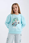 DeFacto Kız Çocuk Hatsune Miku Oversize Geniş Kalıp Bisiklet Yaka Sweatshirt D2826A824WNTR506