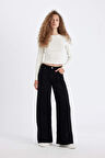 DeFacto Wide Leg Kışlık Gabardin Siyah Pantolon Geniş Bol Paça Normal Bel Basic Düz D3766AX24AUBK27