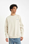 DeFacto Boxy Fit Bisiklet Yaka Sırt Baskılı Sweatshirt C7046AX24AUBG721